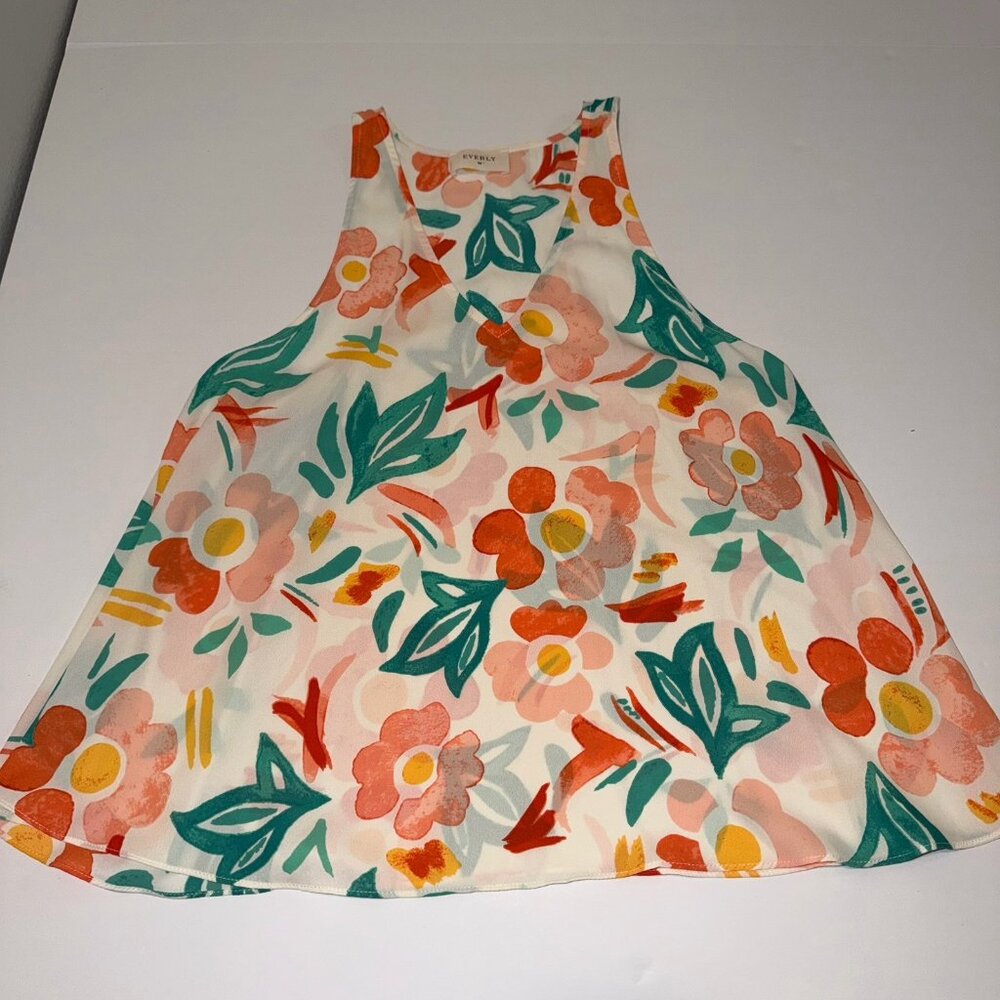Everly Women’s Tank Top Cami Boho Floral Summer Medium Flowy Sheer Beach Outdoor